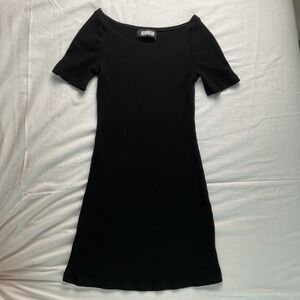 Reformation Little Black Dress Ribbed Mini Short Sleeve Everyday Casual‎
